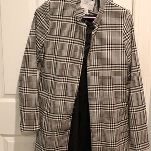 Plaid White/Black Modern collar coat